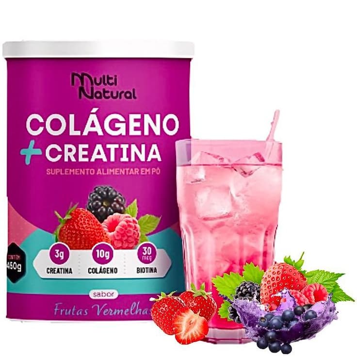 COLÁGENO + CREATINA SABOR FRUTAS VERMELHAS 450g - MULTI NATURAL