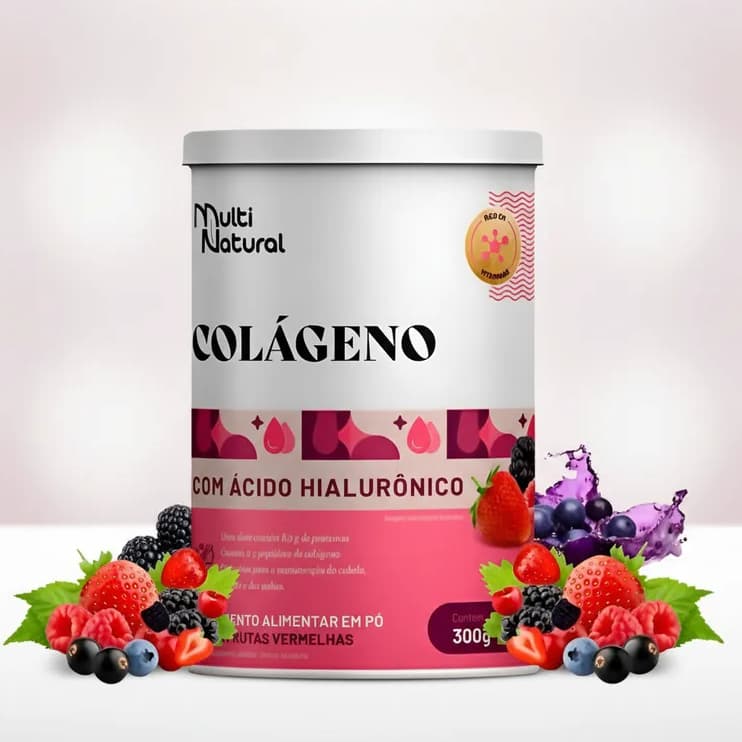 COLÁGENO COM ÁCIDO HIALURÔNICO FRUTAS VERMELHAS 300g