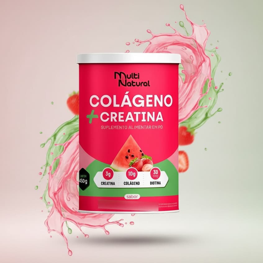 COLÁGENO + CREATINA SABOR MELANCIA E MORANGO 450g