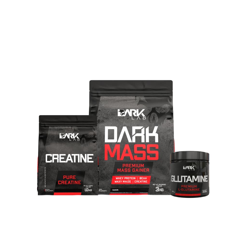 Kit Hipercalórico Dark Mass 3kg + Creatina 1kg + Glutamina 300g