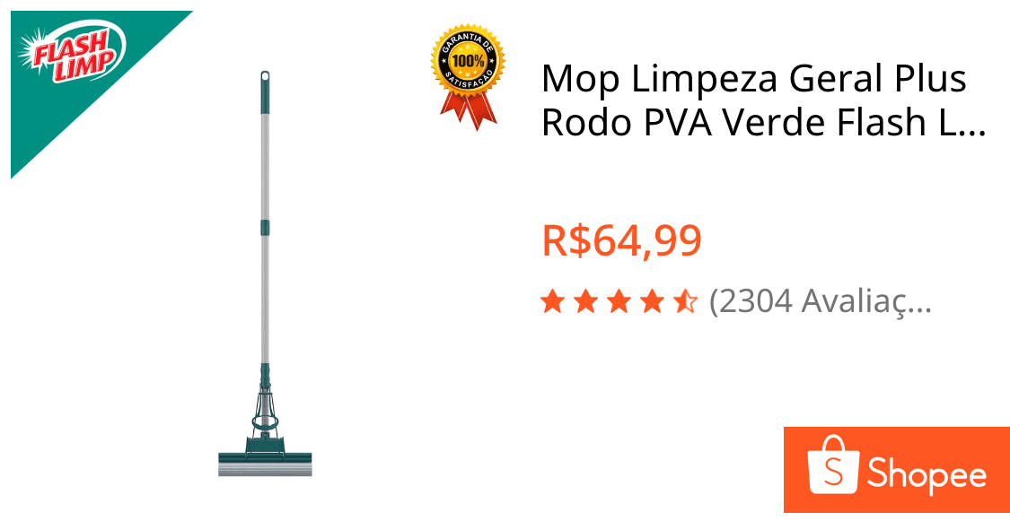 Mop Limpeza Geral Plus Rodo PVA Verde Flash Limp