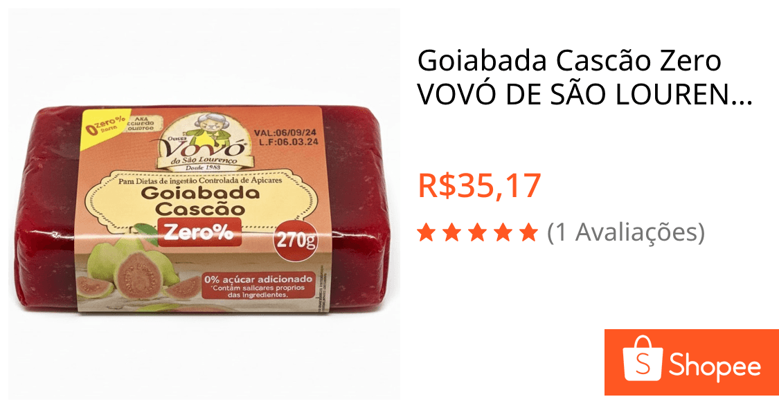 Goiabada Cascão Zero VOVÓ DE SÃO LOURENÇO 270g