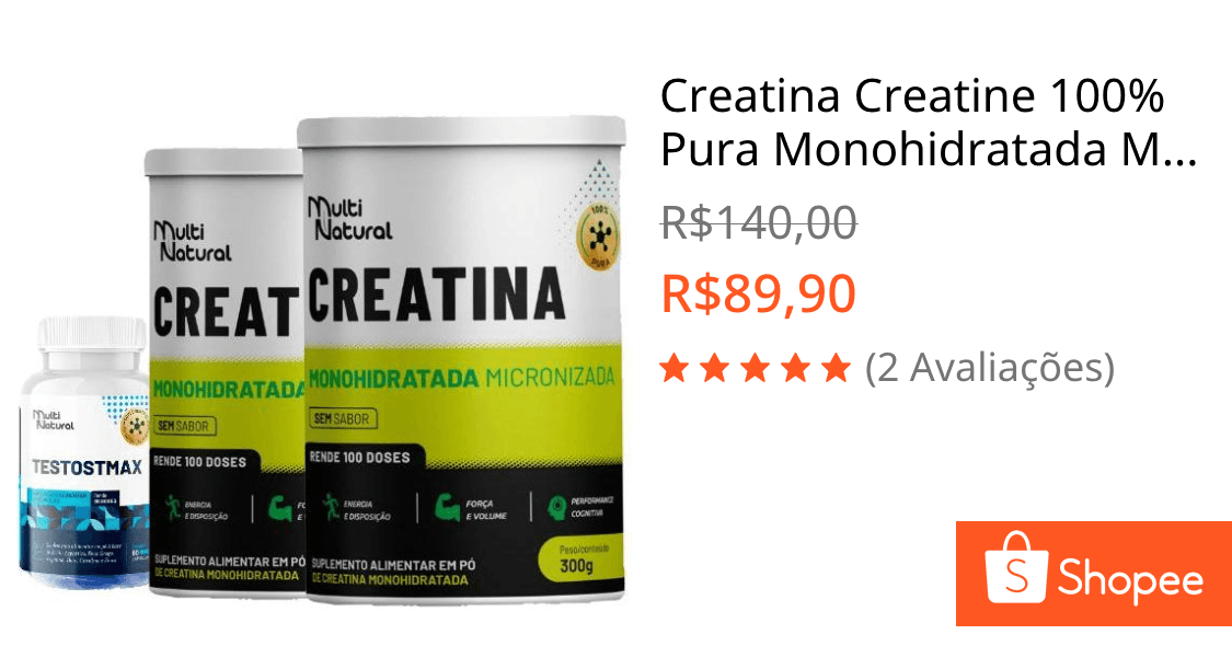 Creatina Creatine 100% Pura Monohidratada Micronizada 2Und Pote 300g 1und TESTO  - Multi Natural