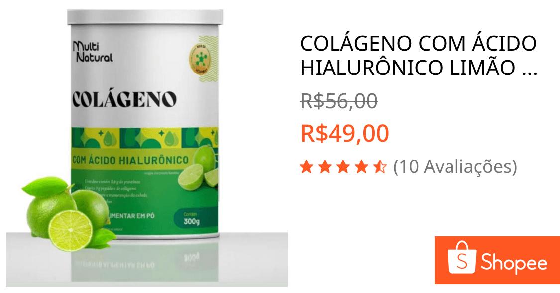 COLÁGENO COM ÁCIDO HIALURÔNICO LIMÃO 300g