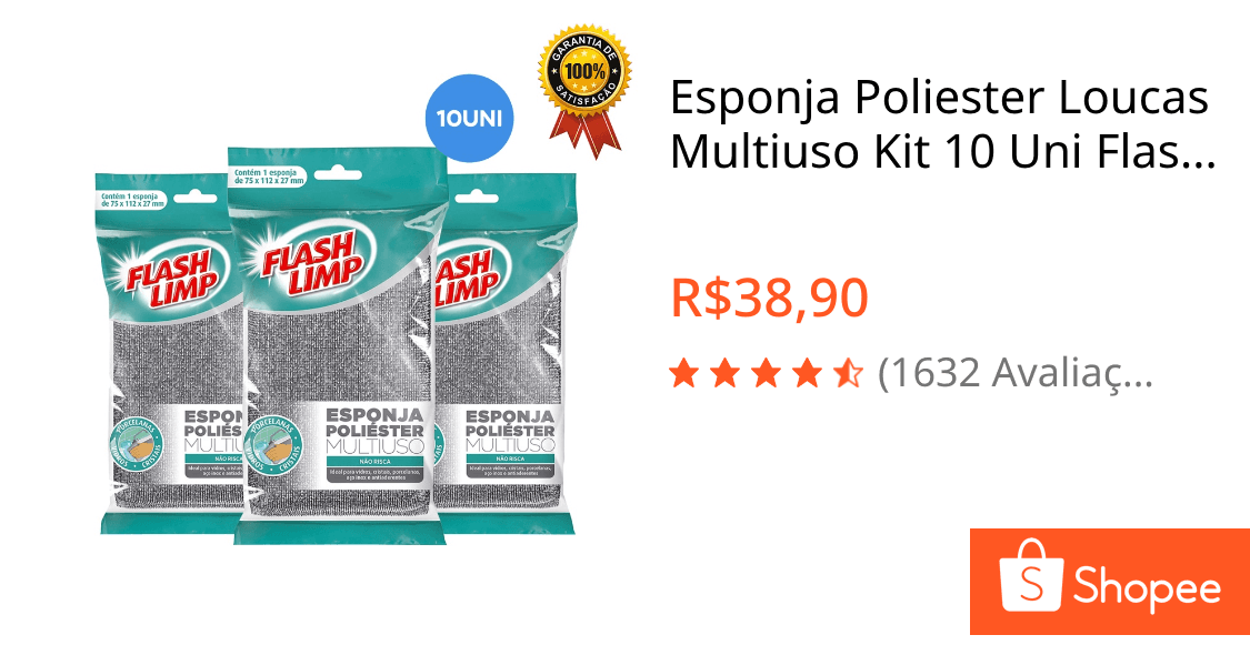 Esponja Poliester Loucas Multiuso Kit 10 Uni Flash Limp