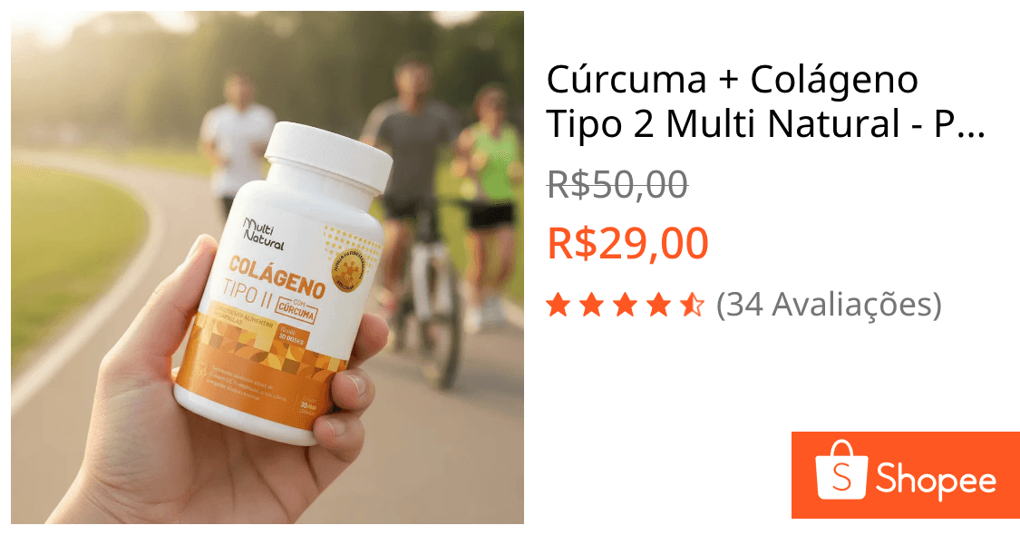 Cúrcuma + Colágeno Tipo 2 Multi Natural - Pote Com 30 Capsulas