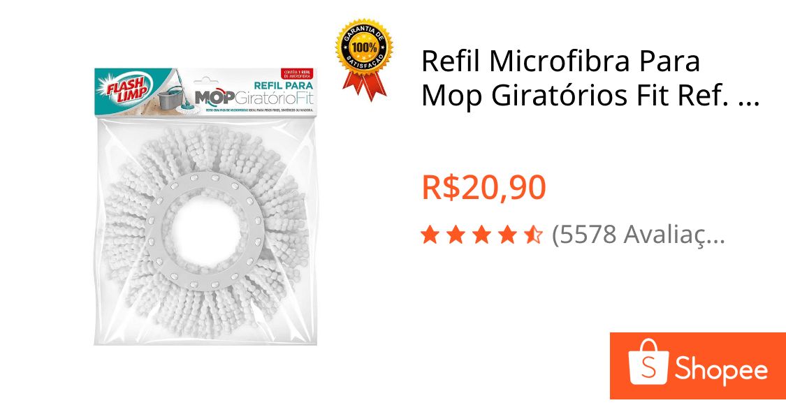 Refil Microfibra Para Mop Giratórios Fit Ref. MOP5010 MOP5011 MOP9775  MOP9379 Flash Limp