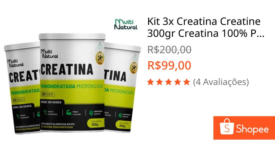Kit 3x Creatina Creatine 300gr Creatina 100% Pura Micronizada - Multi Natural