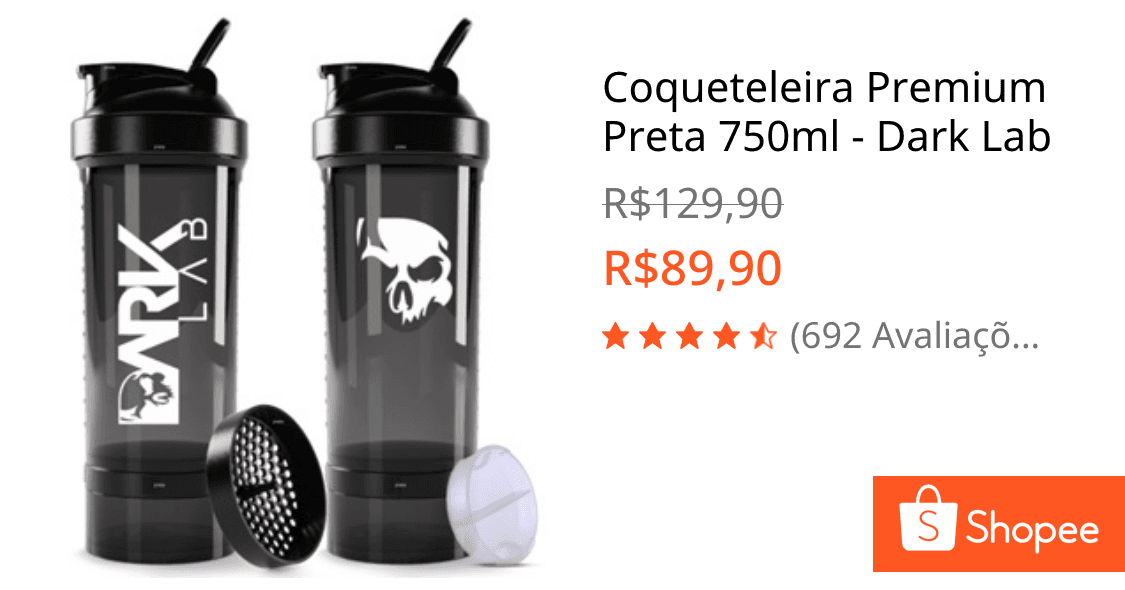Coqueteleira Premium Preta 750ml - Dark Lab