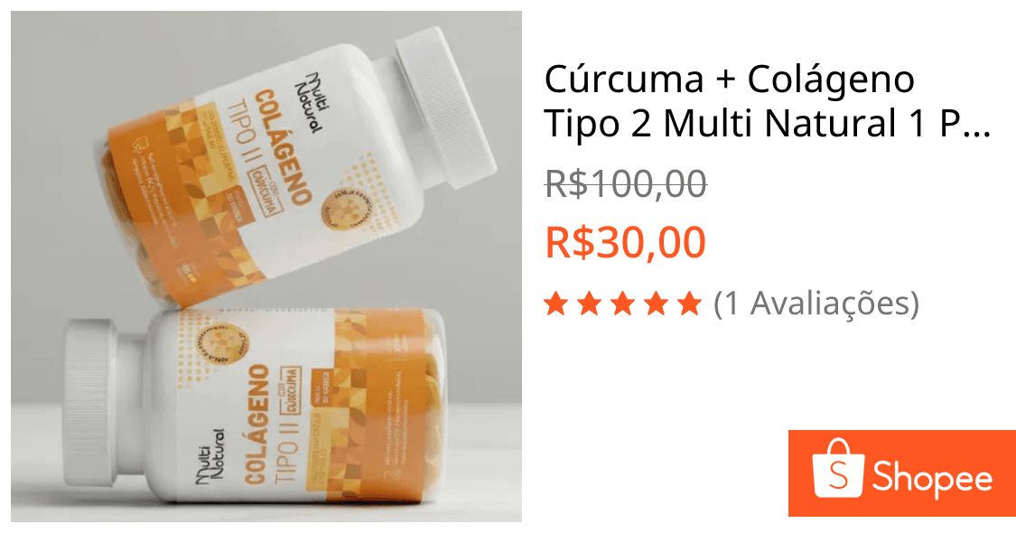 Cúrcuma + Colágeno Tipo 2 Multi Natural 1 Pote Com 30 Capsulas