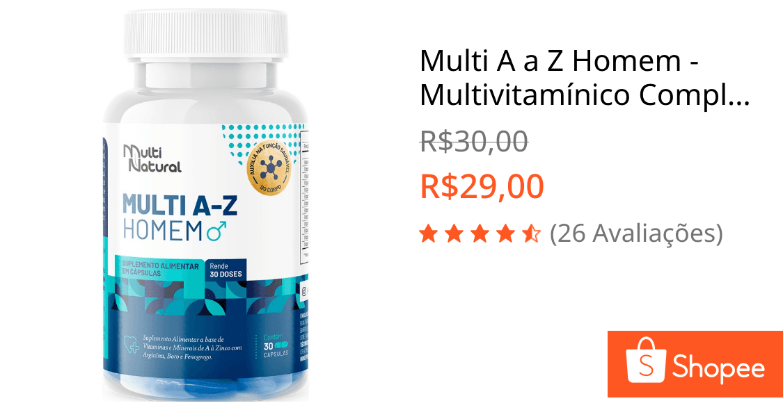 Multi A a Z Homem - Multivitamínico Completo PREMIUM 30 Capsulas - Multi Natural