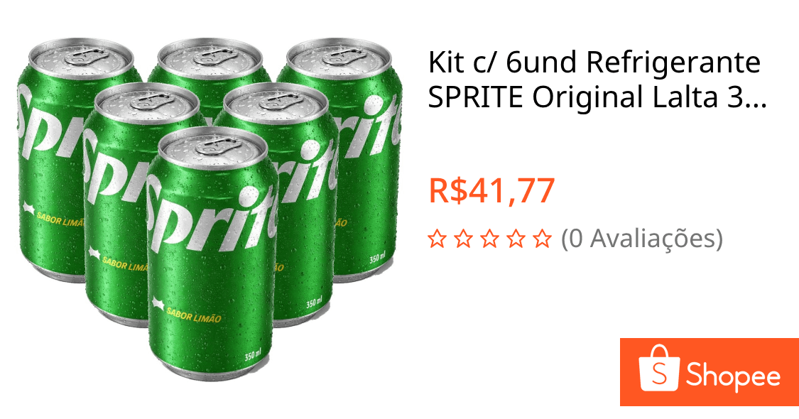 Kit c/ 6und Refrigerante SPRITE Original Lalta 350ml