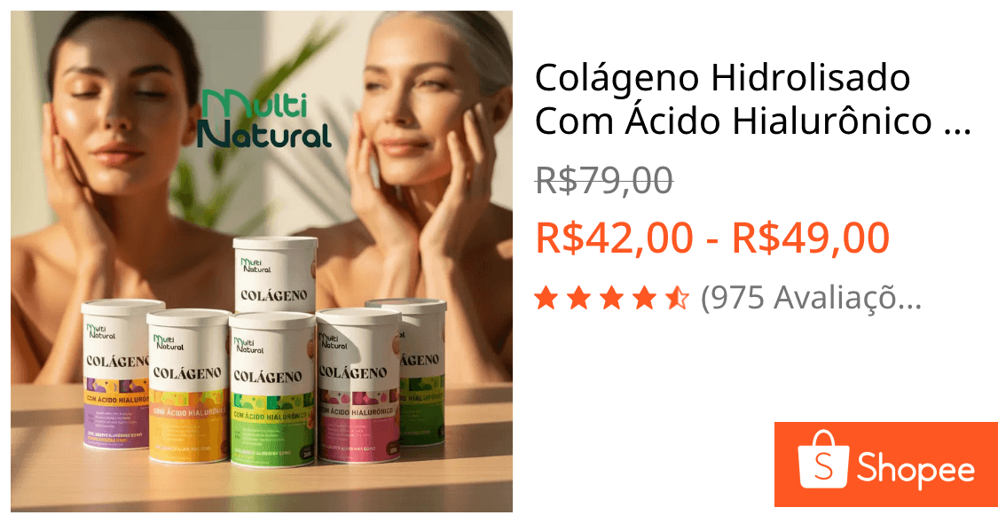 Colágeno Hidrolisado Com Ácido Hialurônico Vitamina C, Rico em Biotina Pote 300g - Multi Natural