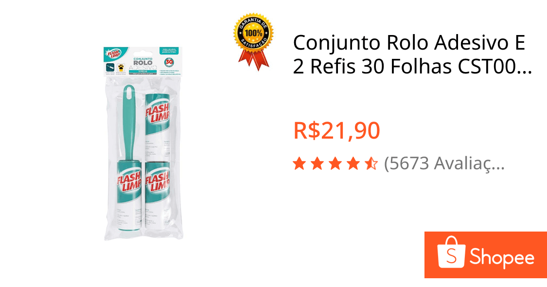 Conjunto Rolo Adesivo E 2 Refis 30 Folhas CST0085 Flash Limp