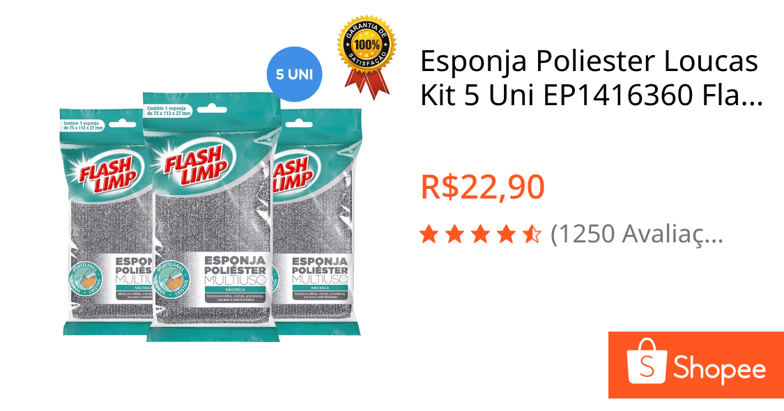 Esponja Poliester Loucas Kit 5 Uni EP1416360 Flash Limp