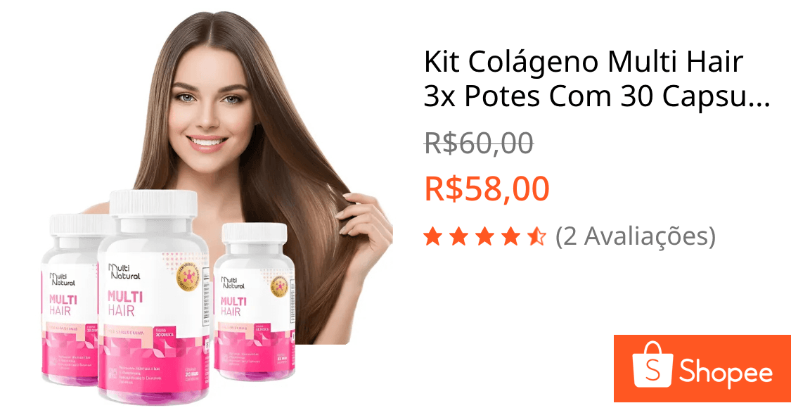 Kit Colágeno Multi Hair 3x Potes Com 30 Capsulas Hair, Skin and Nails - Multi Natural
