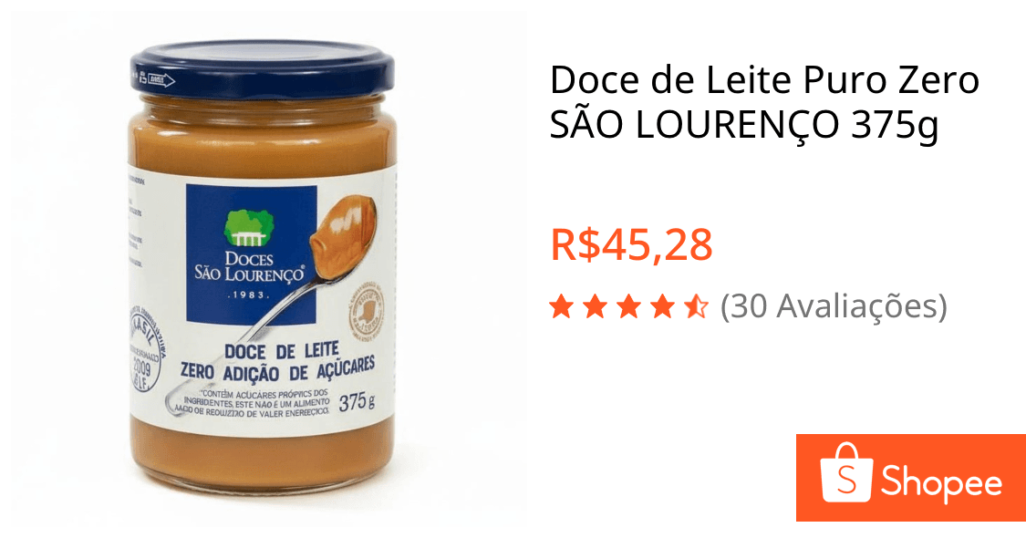 Doce de Leite Puro Zero SÃO LOURENÇO 375g