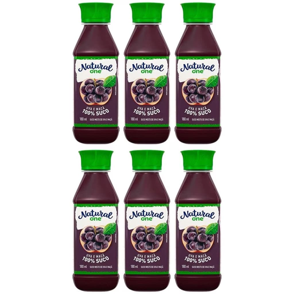 Suco Uva e Maçã NATURAL ONE 180ml Pack c/ 6 unidades