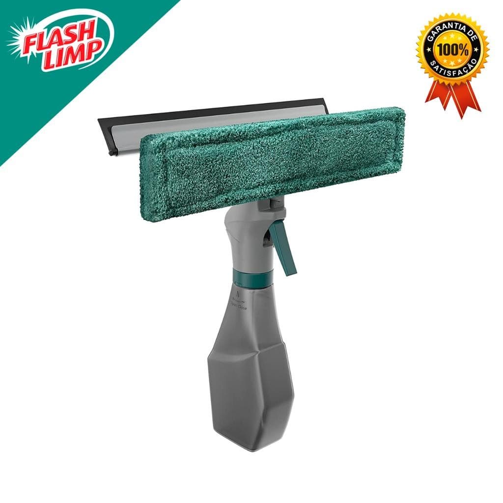 Mop Rodo Limpa Vidros Spray 3 em 1 Reservatorio 230 ml Verde Flash Limp FLP6384