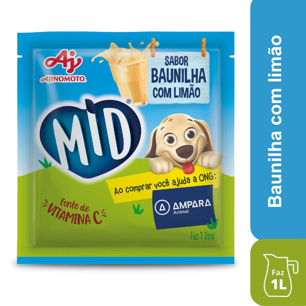 Kit Refresco em Pó MID® Sabor Baunilha Com Limão Com 5 Unidades de 20g