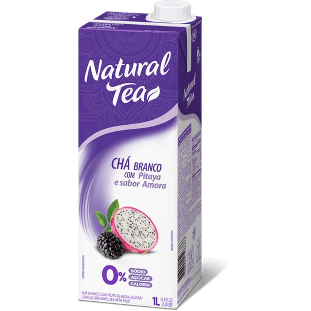 Chá Branco NATURAL TEA Pitaya & Amora 1L Zero Caloria