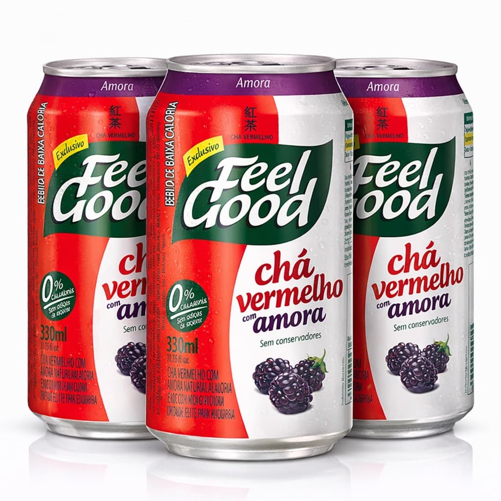 Kit 3 Chá Vermelho c/ Amora FEEL GOOD Zero Caloria 330ml