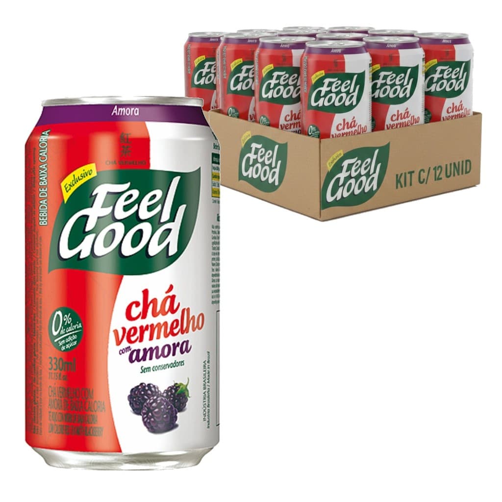 Kit 12 Chá Vermelho c/ Amora FEEL GOOD Zero Caloria 330ml