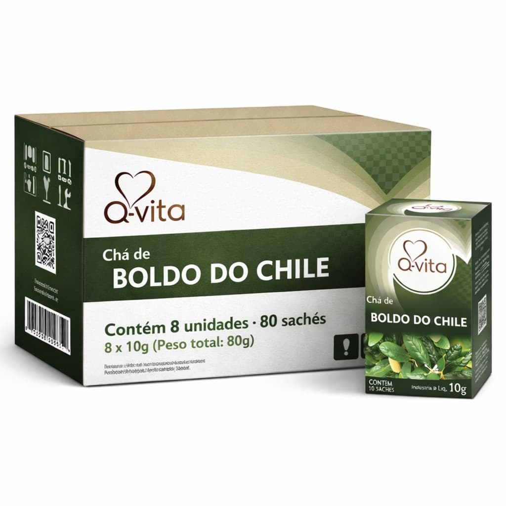 Kit 8 Chá Boldo do Chile Q-Vita 10g (10 Sachês)
