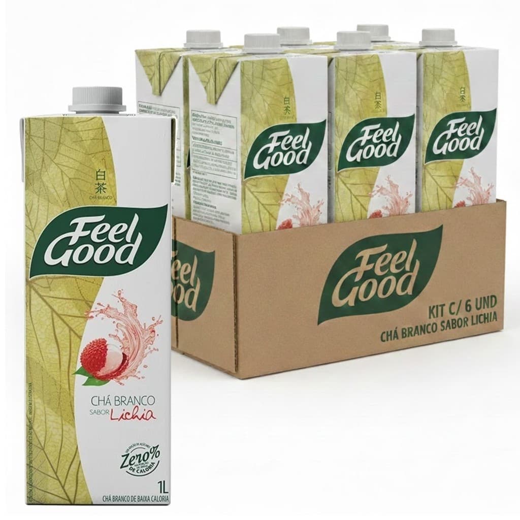Kit c/ 6und Chá Branco c/ Lichia Zero Caloria FEEL GOOD 1L